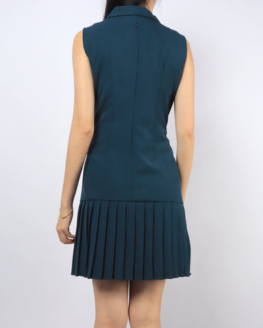 Double Breasted Pleated Dress