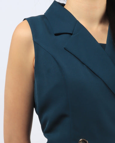 Double Breasted Pleated Dress