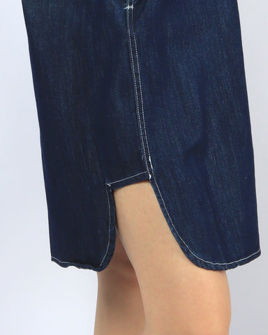 Flap Pocket Denim Shirt Dress