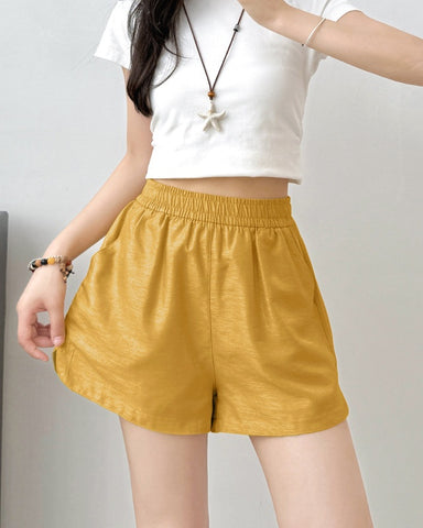 Side Split A Line Shorts Mustard