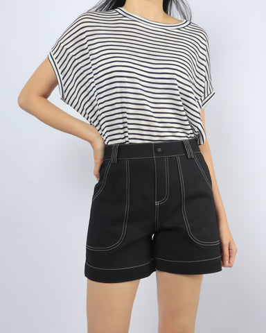 Contrast Stitch Shorts - Black