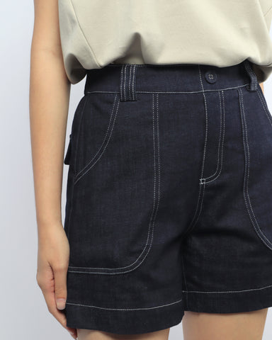 Contrast Stitch Shorts - Blue