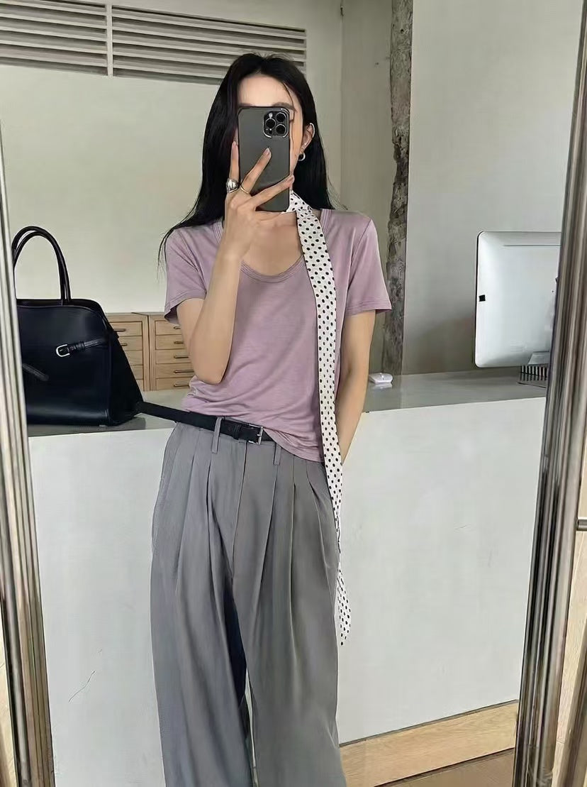 Lyocell Scoop Neck Tee - Ferlicious Singapore (view 2)