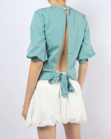Gingham Tie Back Top