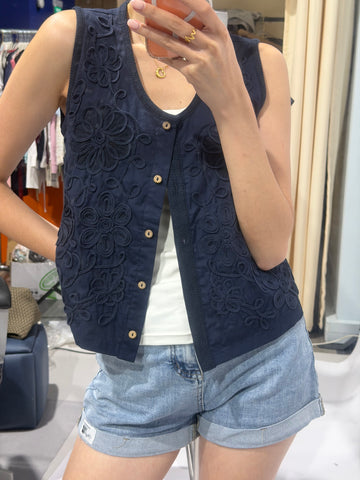 Embroidered Linen Vest