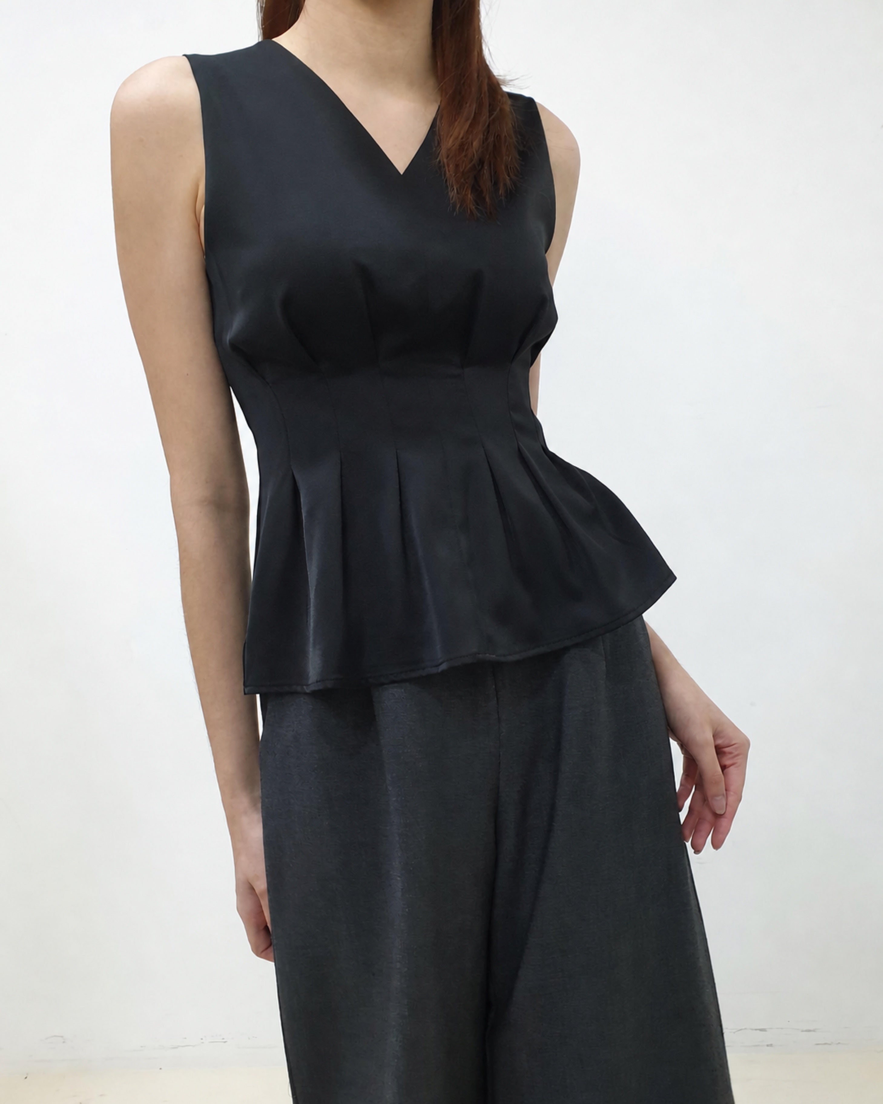 Gathered Waist Peplum Top, women's top - Ferlicious Singapore