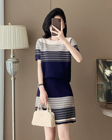 Jacquard Knit Top and Skirt Set