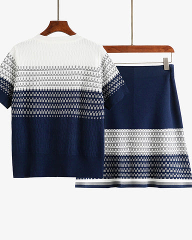 Jacquard Knit Top and Skirt Set