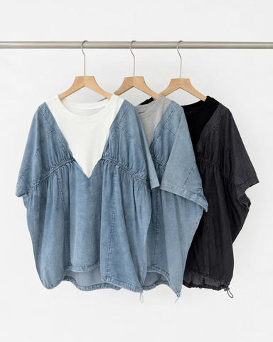 Denim Batwing Top