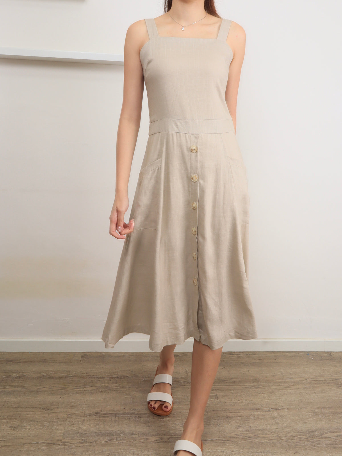 Linen Button Down Dress - Ferlicious Singapore (view 13)