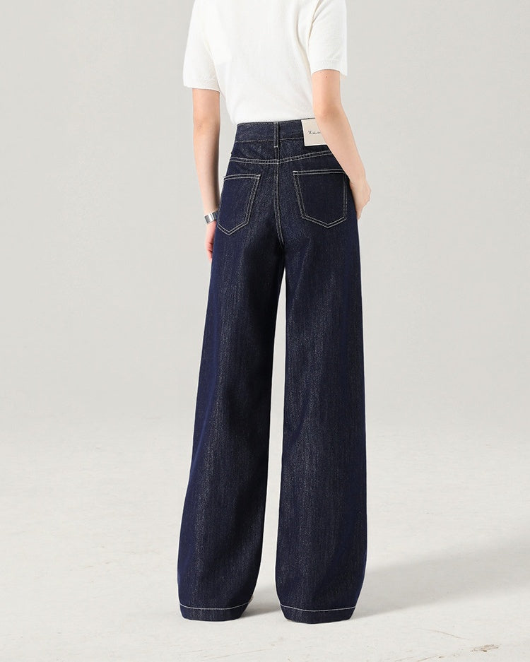 Lyocell Denim Wide Leg Pants in denim blue, Ferlicious Singapore