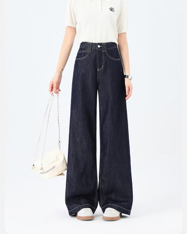 Lyocell Denim Wide Leg Pants in denim blue, Ferlicious Singapore