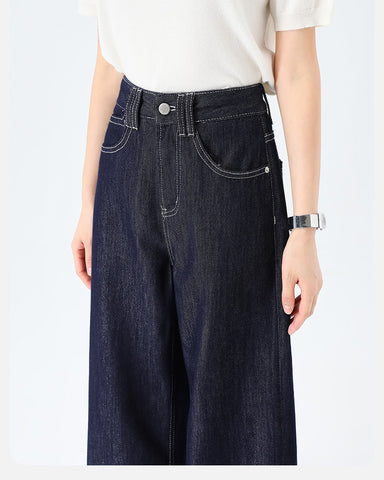 Lyocell Denim Wide Leg Pants in denim blue, Ferlicious Singapore