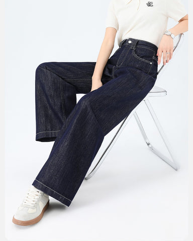 Lyocell Denim Wide Leg Pants in denim blue, Ferlicious Singapore