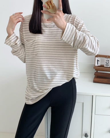 Lyocell Linen Pocket Long Sleeve Top