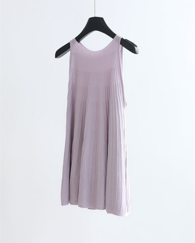 Pleated A Line Knit Tank - Mist Purple