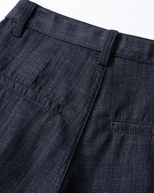 Pleated Front Denim Shorts in denim blue, Ferlicious Singapore