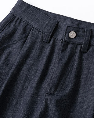 Pleated Front Denim Shorts in denim blue, Ferlicious Singapore