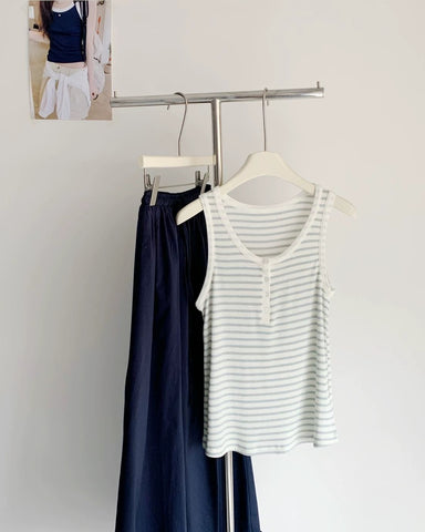 Ribbed Henley Tank