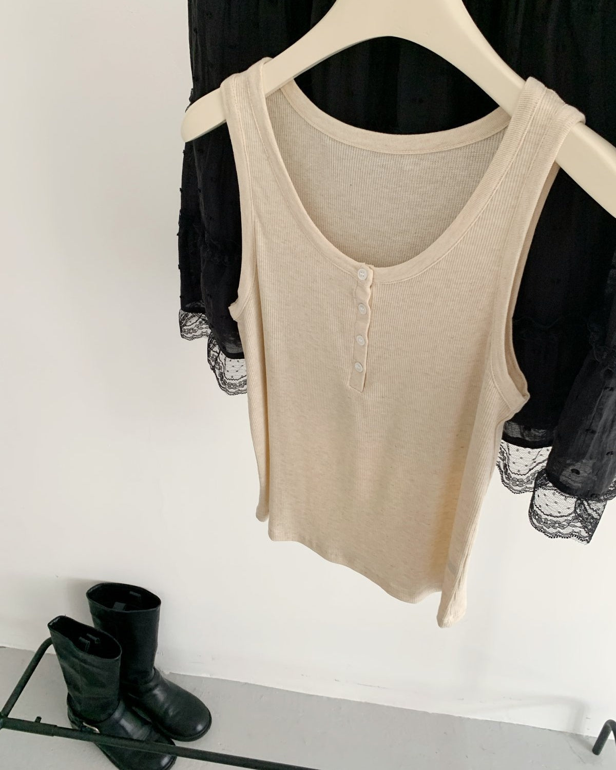 Ribbed Henley Tank