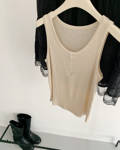 Ribbed Henley Tank