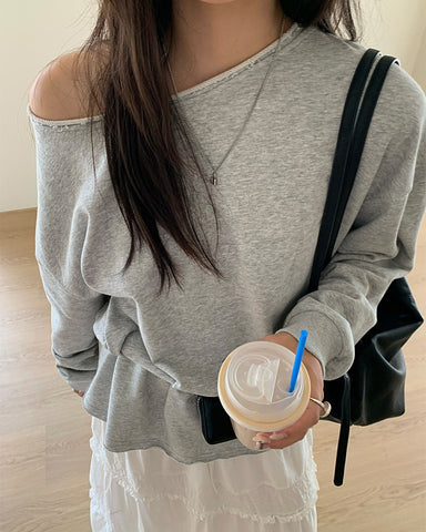 Rolled Edge Off Shoulder Sweatshirt