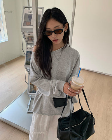 Rolled Edge Off Shoulder Sweatshirt