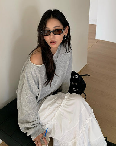 Rolled Edge Off Shoulder Sweatshirt