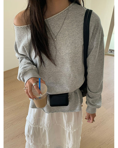 Rolled Edge Off Shoulder Sweatshirt