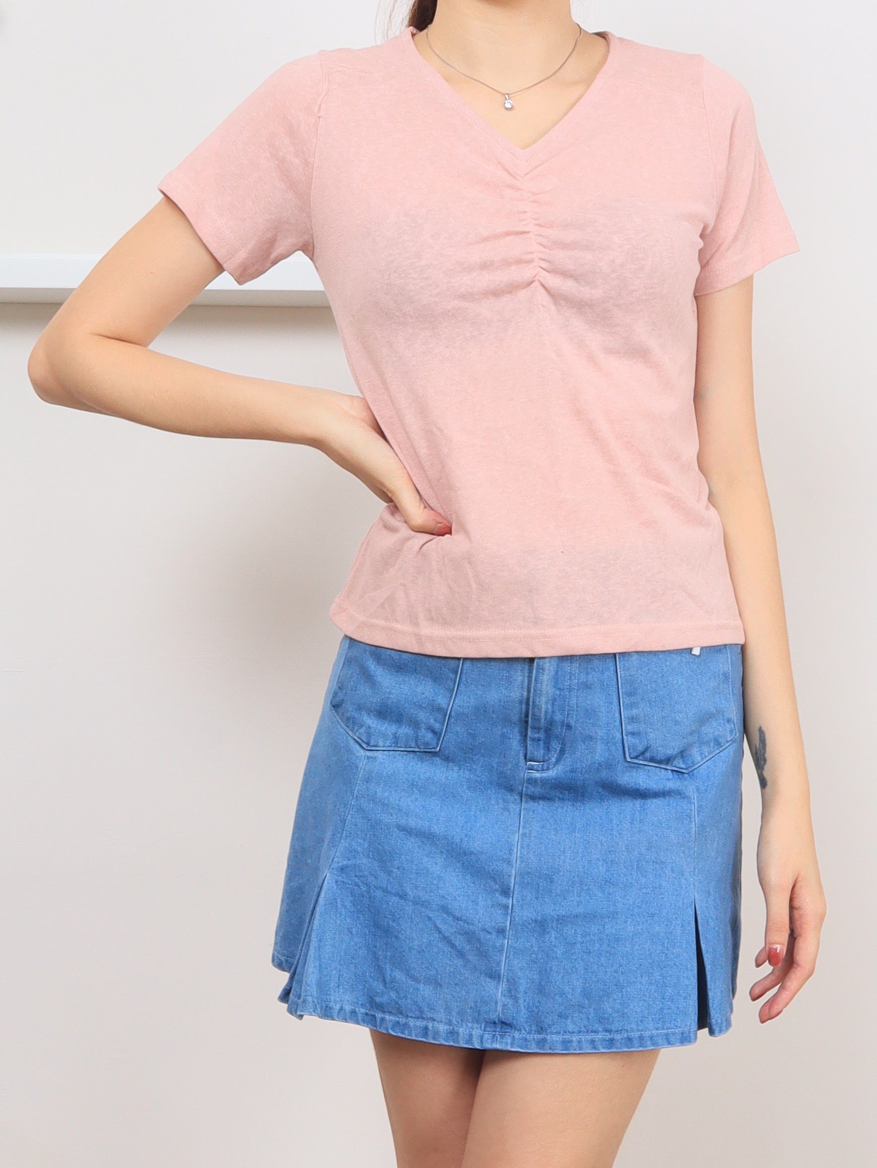 Ruched Front Top - Pink