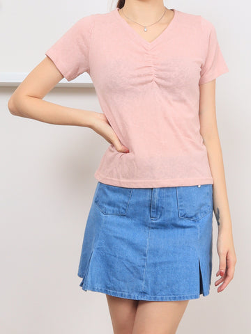 Ruched Front Top - Pink