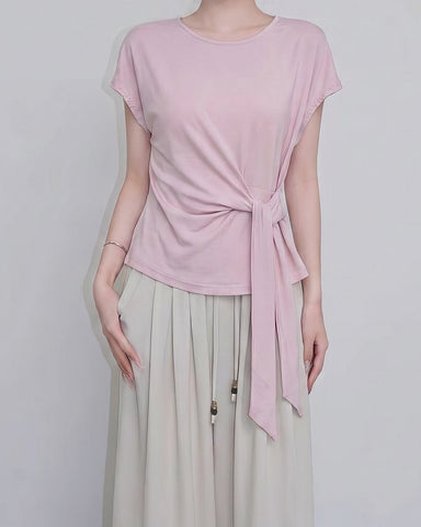 Side Tie Knot Top Pink knot detail