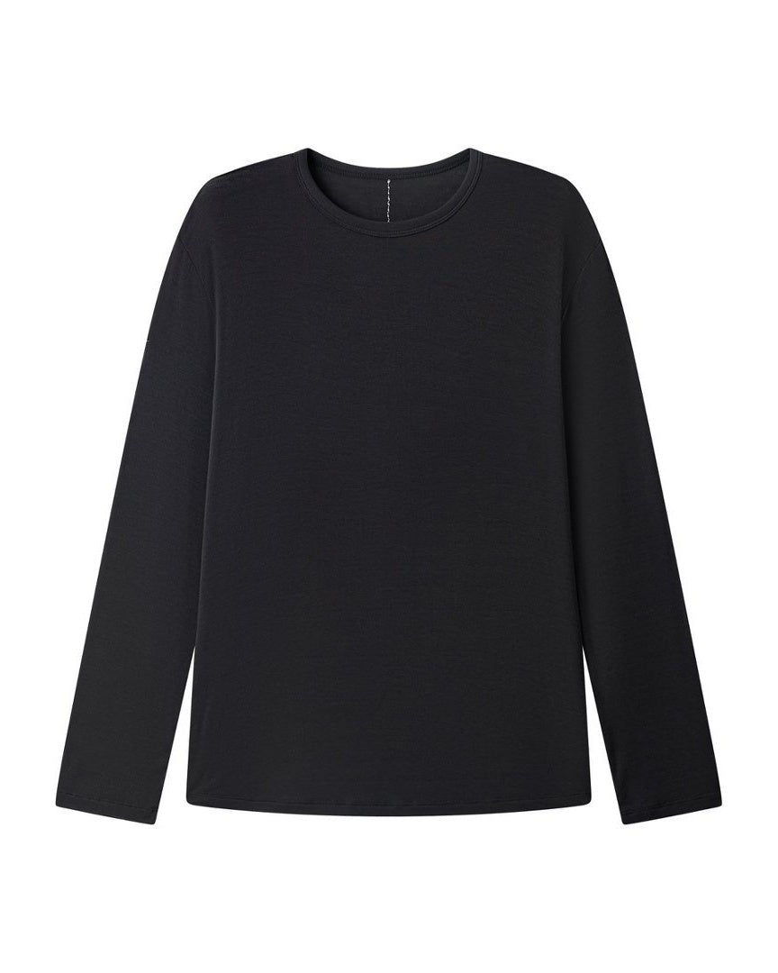 Silk Modal Long Sleeve Tee - Charcoal