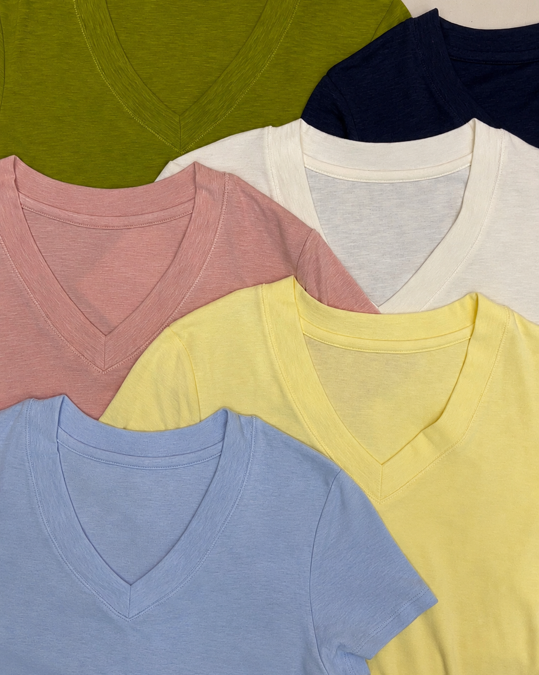 Slub Cotton V Neck Tee v neckline detail