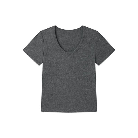 U Neck Ribbed Linen Tee