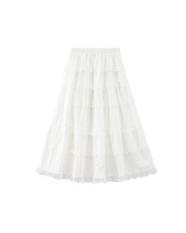 Tiered Eyelet Lace Maxi Skirt