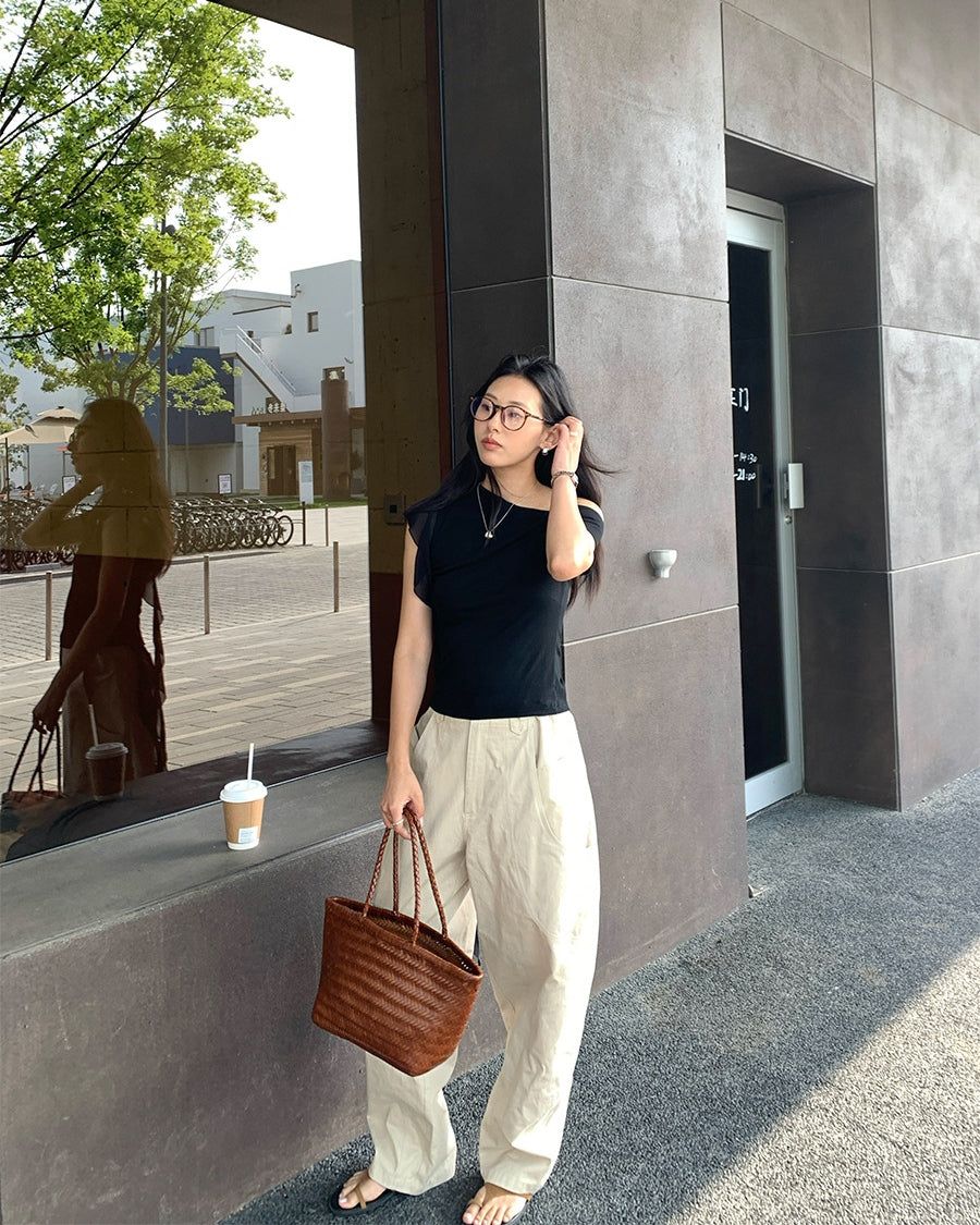 One Shoulder Slant Neck Top