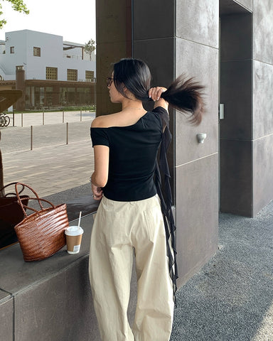 One Shoulder Slant Neck Top