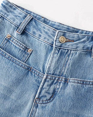Turkish Washed A Line Denim Shorts in light blue, Ferlicious Singapore
