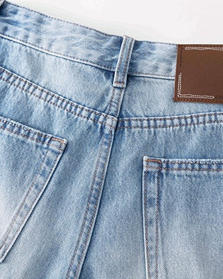 Turkish Washed A Line Denim Shorts in light blue, Ferlicious Singapore