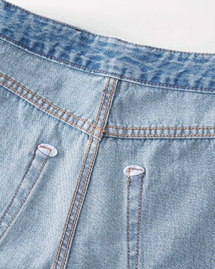 Turkish Washed A Line Denim Shorts in light blue, Ferlicious Singapore