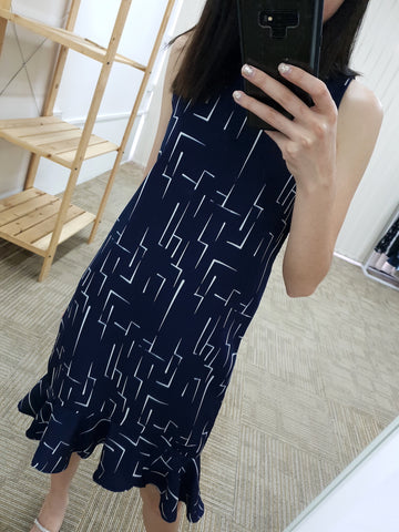 Stroke Print Midi Dress - Ferlicious