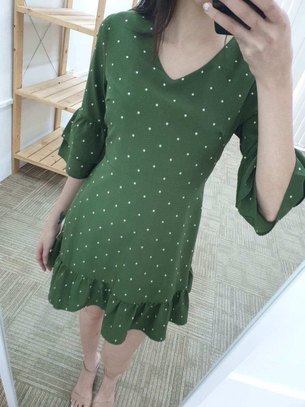 Polkadot Peplum Sleeve Dress - Ferlicious