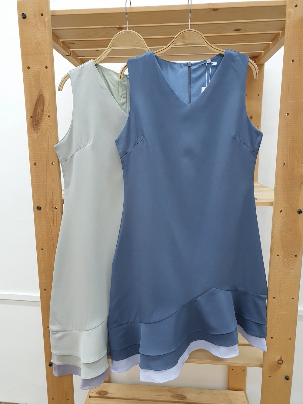 Layered Hem V Neck Dress