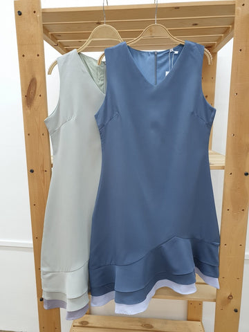 Layered Hem V Neck Dress