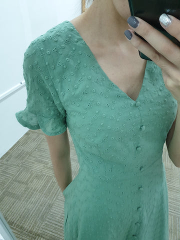 Eyelet Short Sleeve Dress (Non-returnable) - Ferlicious