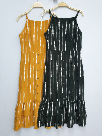 Button Down Ruffled Dress - Ferlicious