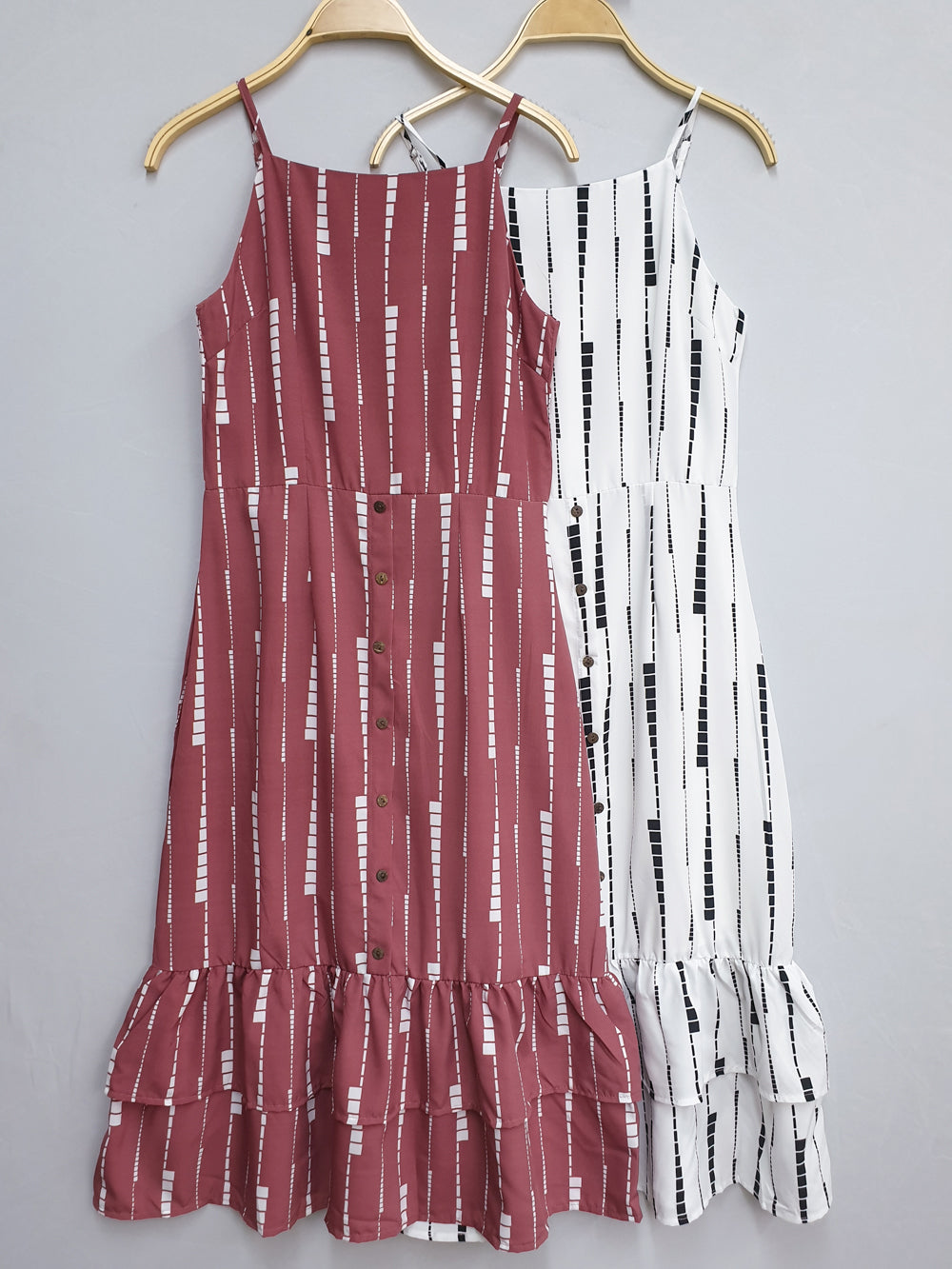 Button Down Ruffled Dress - Ferlicious