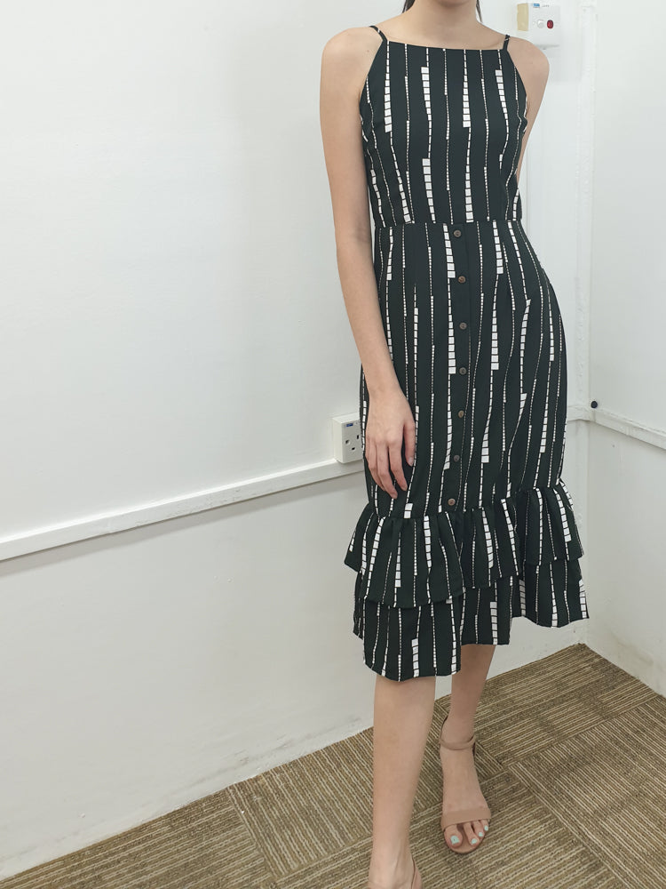 Button Down Ruffled Dress - Ferlicious
