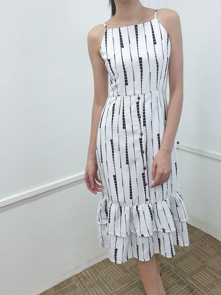 Button Down Ruffled Dress - Ferlicious